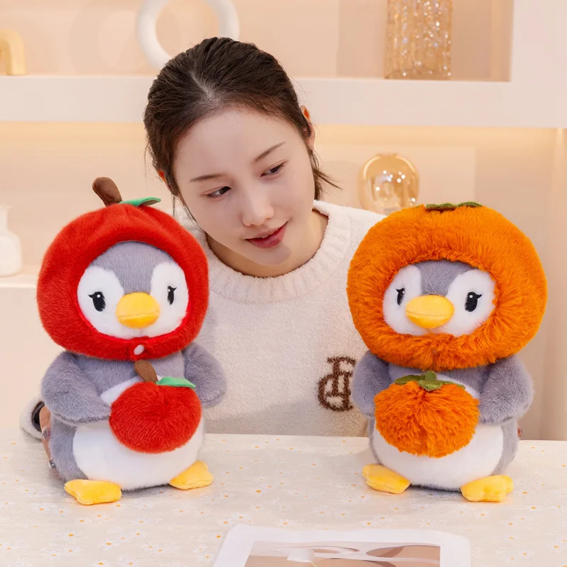 

Soft Fruit Penguin Apple Persimmon Plush Pillow Bed Sofa Office Decor Cushion Non-Slip Bottom Machine Washable Home Gift