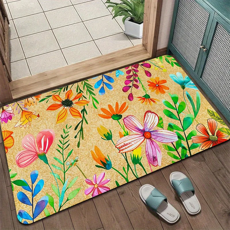 VIKAMA Welcome Doormat Funny Typography Floral Inspirational Non-Slip Absorbent Entryway Rug Indoor Outdoor Home Decor Floor Mat