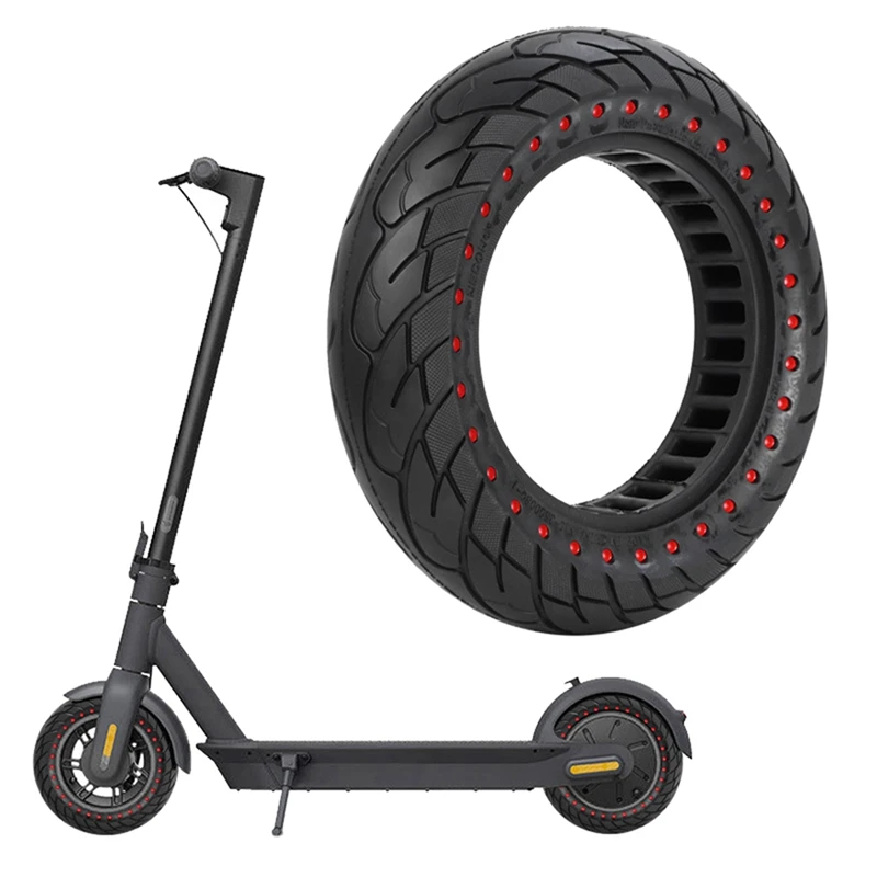 2X Electric Scooter 10X2.5 Inch Rubber Tyre Puncture Proof Durable Honeycomb Solid Tire For Ninebot MAX G30 Red