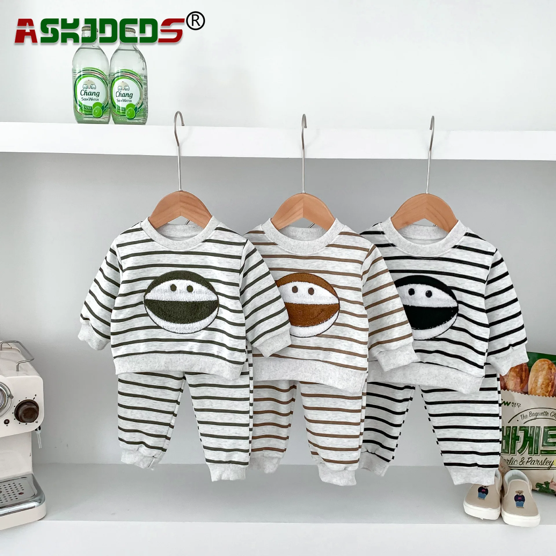 2023 Autumn New In Kids Baby Boys Full Sleeve Striped Cartoon Top Sweatshirts Harem Pants Toddler Infant Clothing Set 2pcs 0-3Y