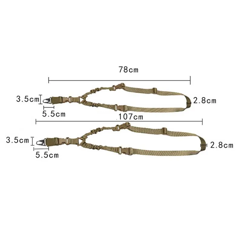 Tactical Rifle Sling Single Point Nylon Adjustable Gun Shoulder Straps with Metal Hooks for Men Outdoors Combat Hunting Shooting