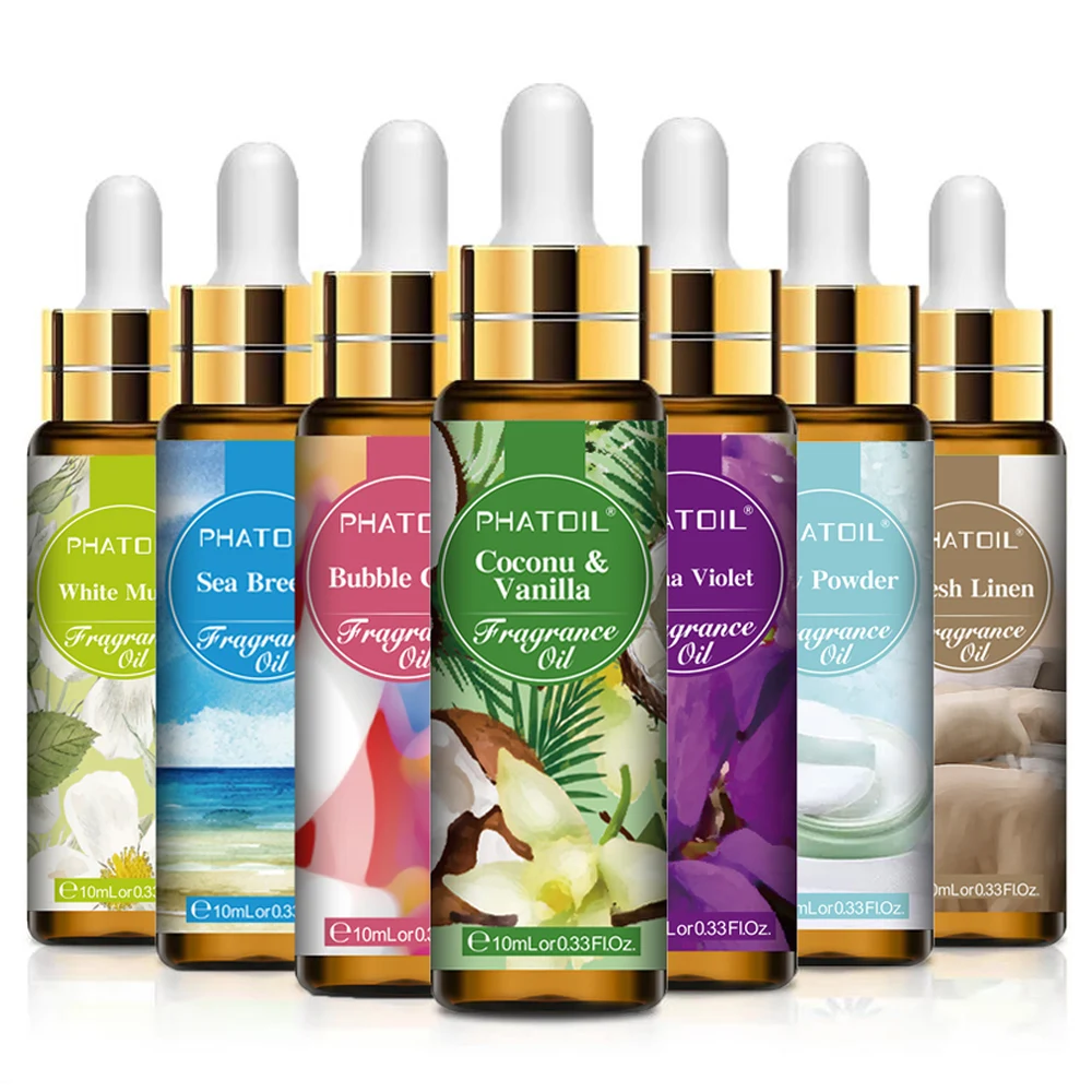 PHATOIL 10ml Olejek Zapachowy dla Kobiet Truskawka Brzoskwinia Anioł Morze Błyskawica Kokos i Wanilia Gumka do Płuczek Olejki Zapachowe do Aromaterapii
