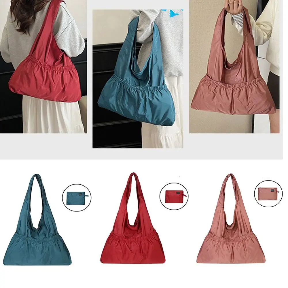 

Lightweight Foldable Shopping Bag Large Capacity Drawstring Pocket Women Shoulder Bags Reusable All-match Eco-friendly Tote Bag