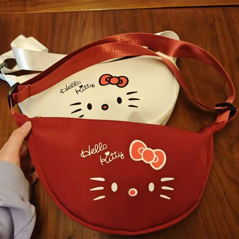 

Sanrio Hello Kitty Crossbody Bag Girl Zipper Large Capacity Shoulder Bag Kawaii Anime Cartoon Fashion New Style Casual Backpack