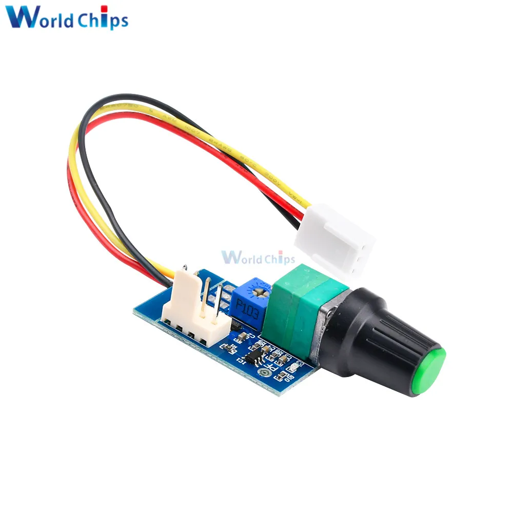 DC 12V 4 Wire PWM Fan Speed Controller Fan Motor Governor Board Module with Knob Switch Noise Reduction can be Shut Down