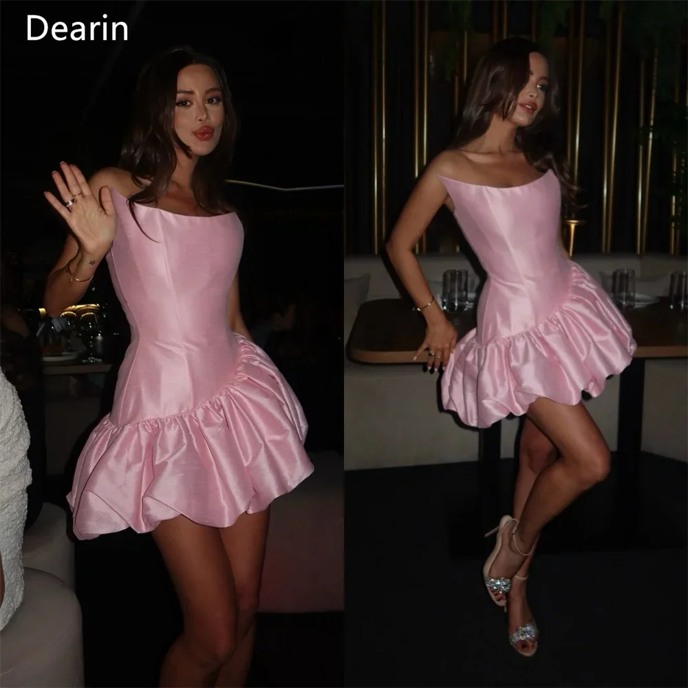 

Evening Gown Prom Formal Dress Dearin Strapless A-line Mini Length Skirts Draped Sleeveless Bespoke Occasion Dresses Women