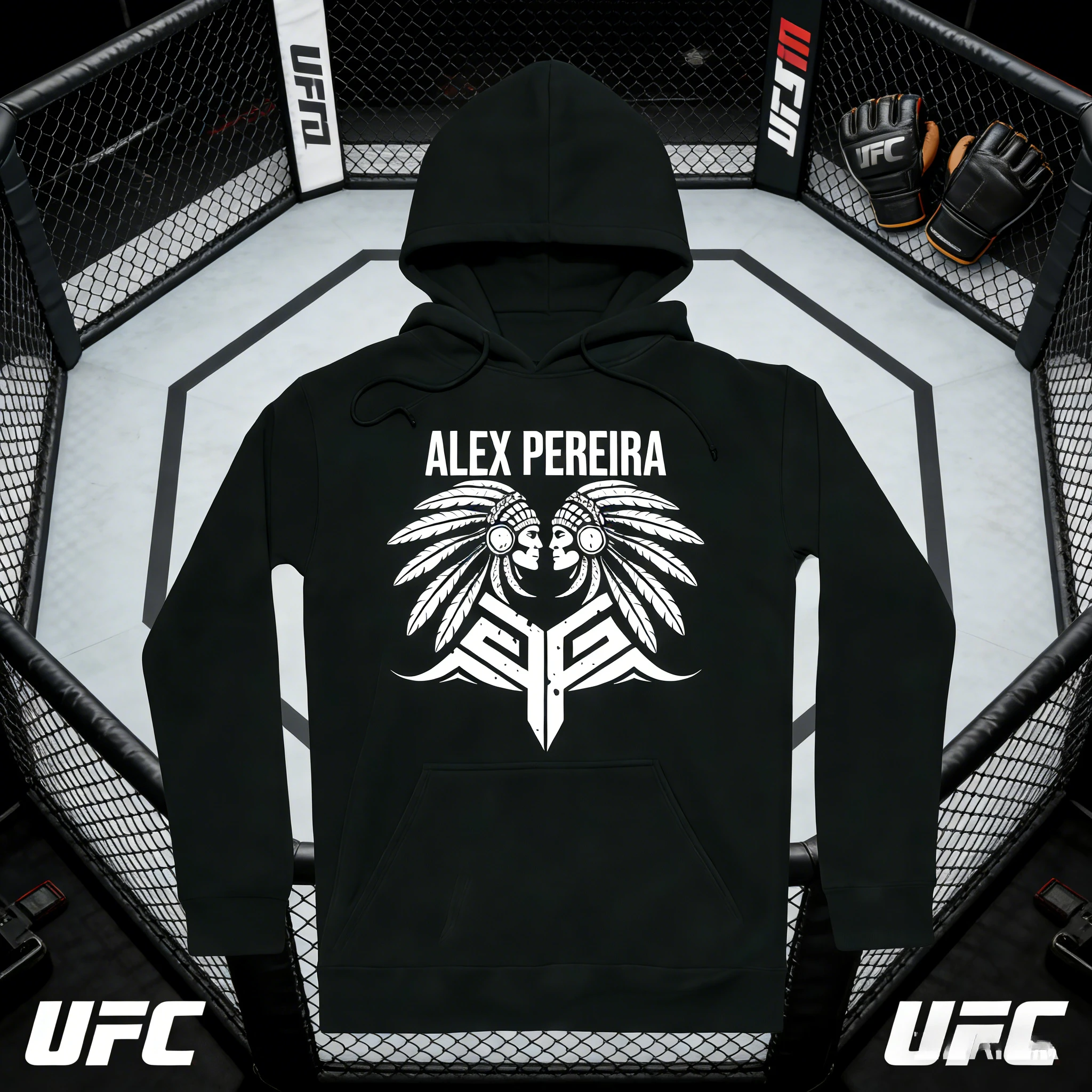 UFC Alex Pereira 2026 Coleção outono/inverno 100% algodão confortável casual moletom com capuz adequado para homens e mulheres