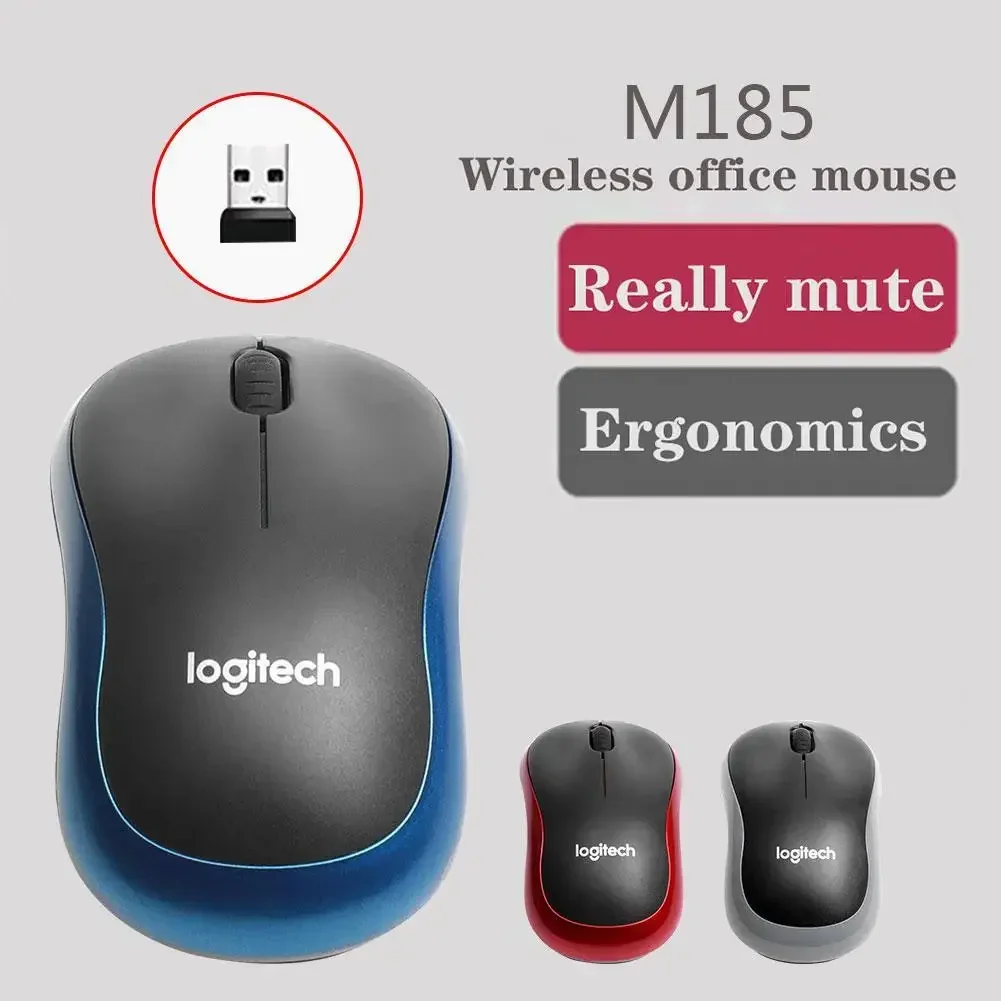 Logitech M185 Wireless Mouse 2.4Ghz USB Receiver 1000DPI Mute Optical Navigation Mice For PC/Laptop Silent Mouse