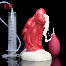 FAAK Fantasy Ejaculation Dragon Dildo With Sucker Silicone Curved Squirting Penis Thick Anal Plug Sex Toys for Women Men