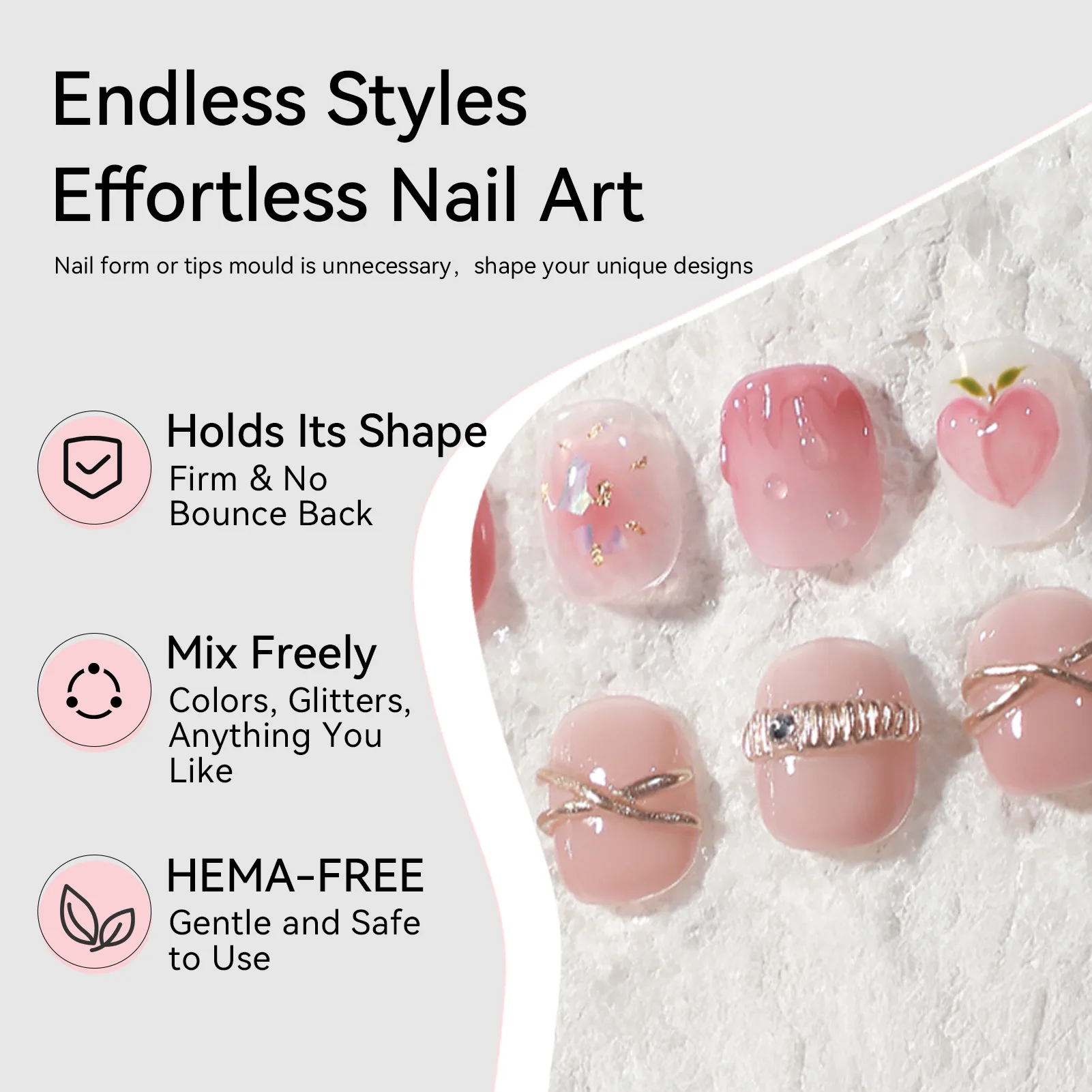 Born bonito claro antiaderente mão extensão unha polonês kit com dicas de unhas buffer 3d moldar arte do prego emboss gel duro 15ml