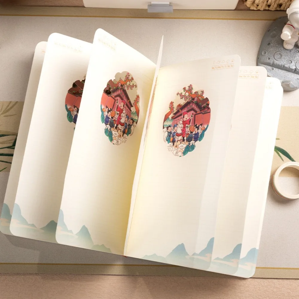 Xi'an Qujiang Dengke Lembrança Cultural 3D Estéreo Papel Escultura Caderno Série Cidade Carimbo Check-in Diário Livreto