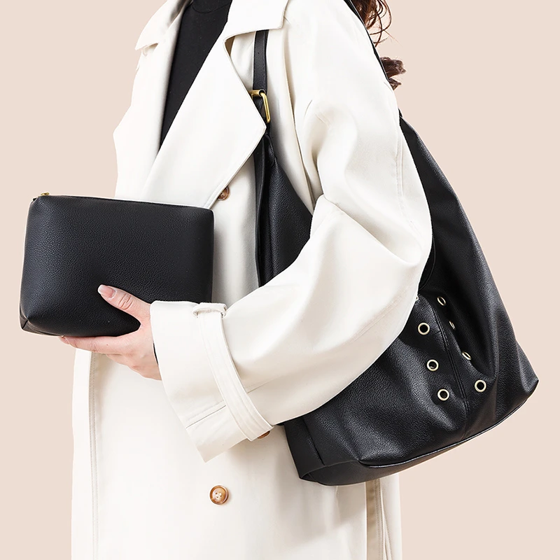 

Korean Fashion Big Capacity PU Leather Womens One Shoulder Bag Designer Luxury Hobo Tote Bags with Zipper Coin Purse