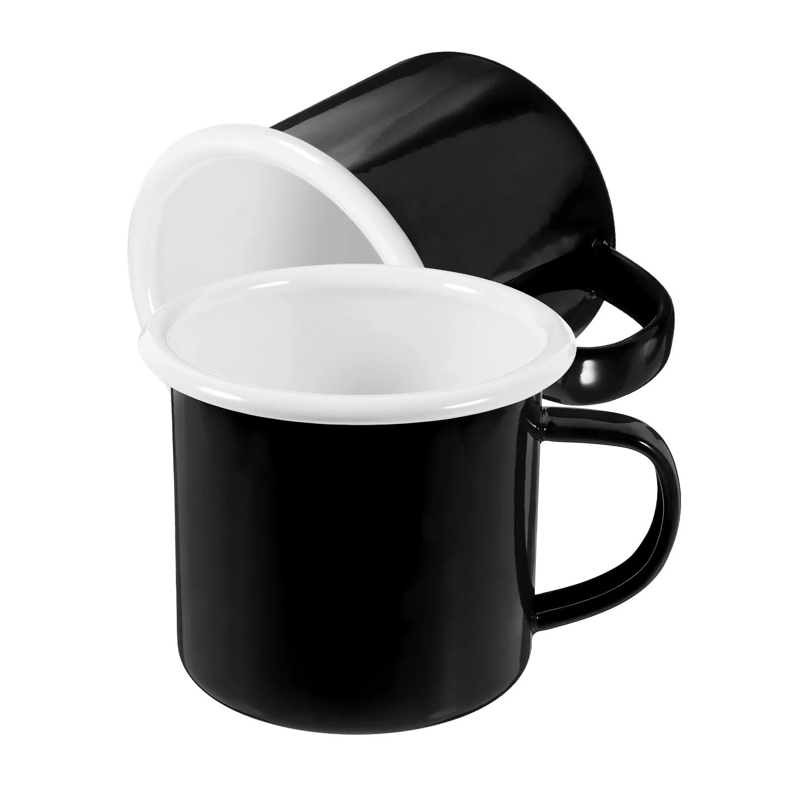 

2Pcs Enamel Mugs Vintage Coffee Tea Cups Sturdy Portable Outdoor Camping Drinking Cups Retro Enamel Water Cup Drinking Cup