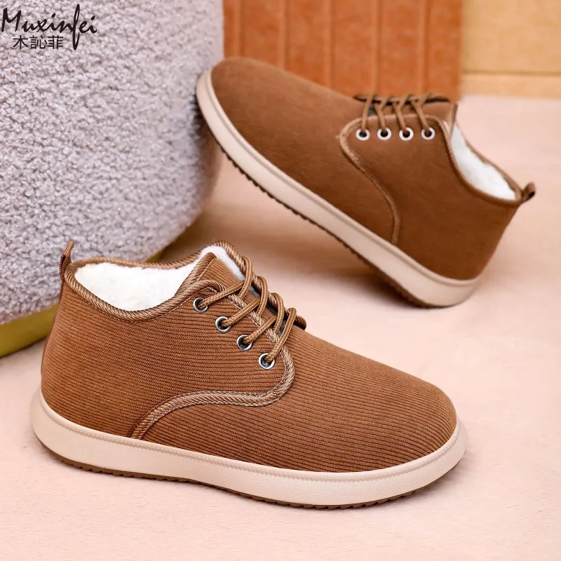 

Cotton Shoes for Women in Winter New Style with Plush Outdoor Leisure Snow Boots Fashionable Versatile Lace Up Cotton Boots