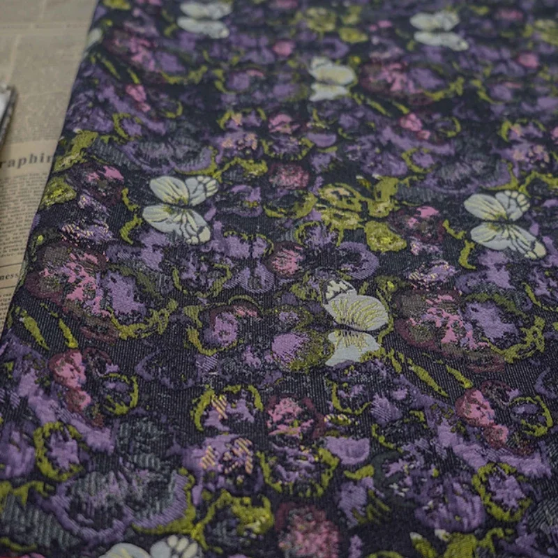 

Окрашенная в пряжу жаккардовая ткань, весна-осень, плотная черная, фиолетовая, с бабочкой, женская классическая рубашка, костюм, подушка, ткань для шитья по метрам