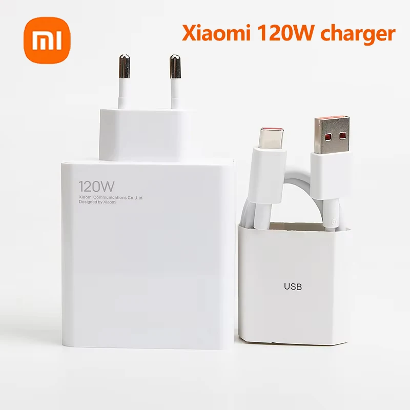 Xiaomi 120W charger fast charging  EU Plug Power Travel Adapte EU wall supercharging adapter 120W Gan Charger Set C-type cable
