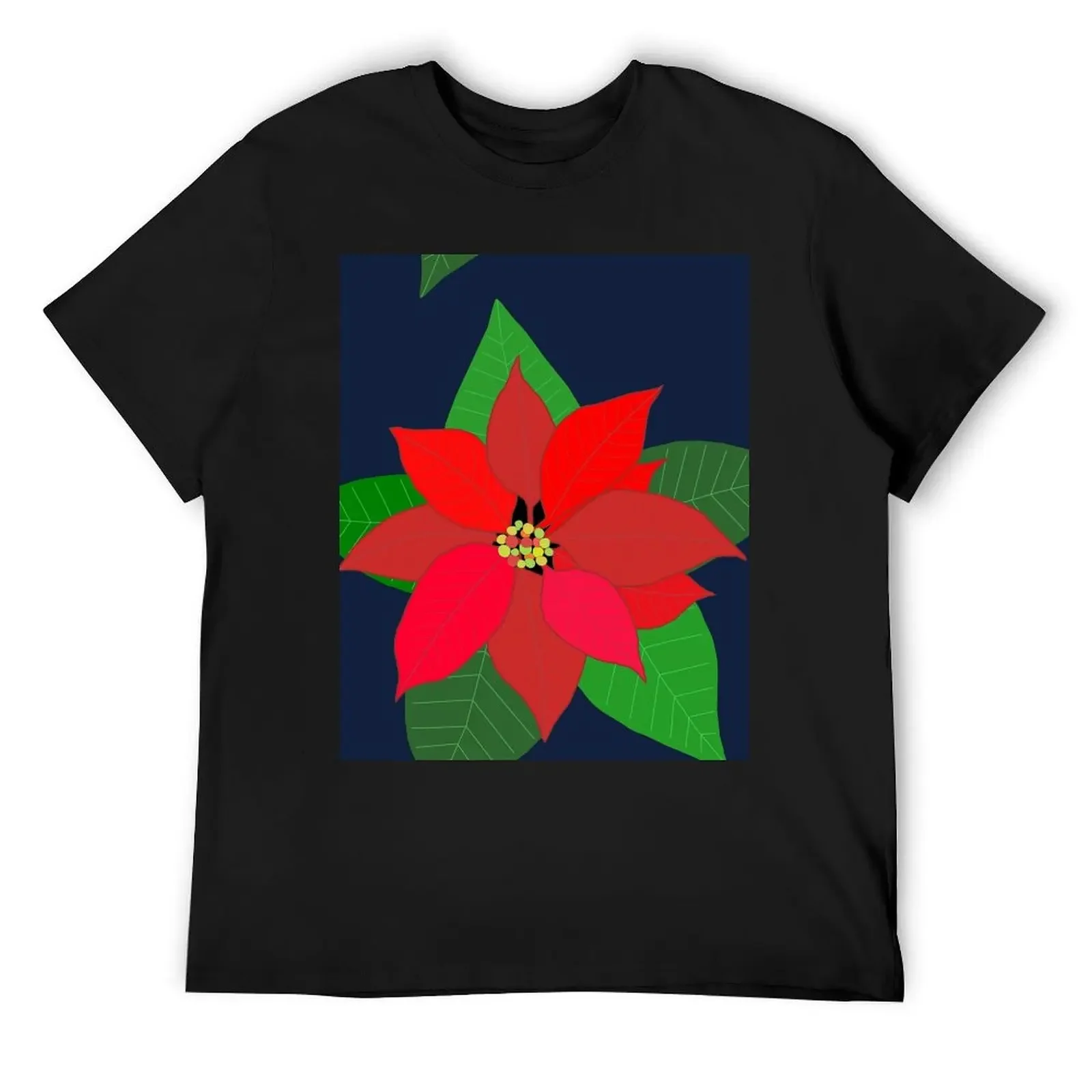 Red Poinsettia Christmas Flower T-Shirt vintage graphic tee plus sizes summer clothes blanks t shirts for men pack