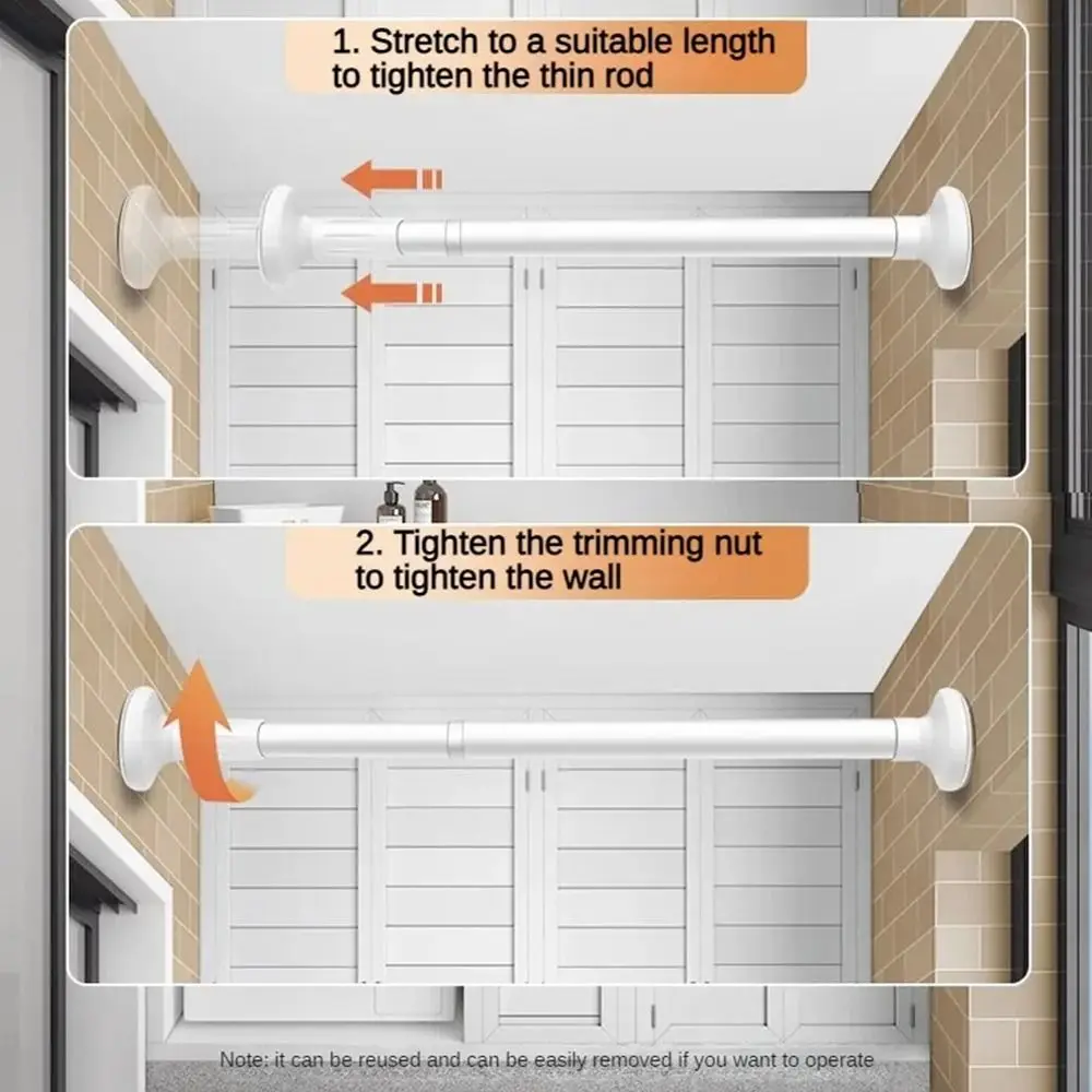 

1Pcs No Punch Nail-free Telescoplc Clothing Rod Free Installation Adjustable Telescoplc Hanging Rod 0.4-0.8m Wardrobe Rails Pole