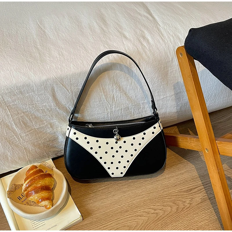 Umhängetasche, Handtasche in V-Form, kreative, modische Vintage-Handtasche für Damen, ideal für den täglichen Gebrauch und den Weg zur Arbeit, mit Farbblock-Design. – Detail 15