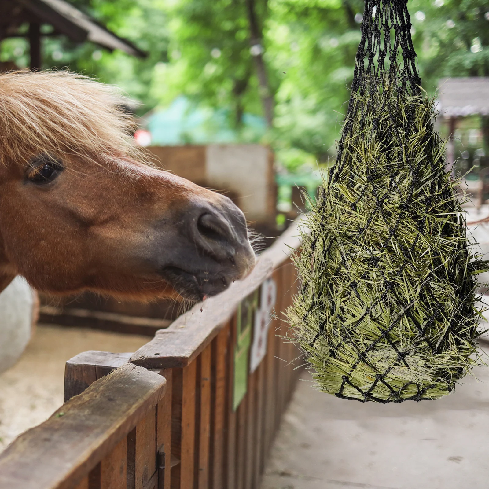 تغذية الحصان القش صافي دائم معلقة المغذية كيس التغذية البطيئة متعددة الوظائف مقاومة للاهتراء الحقيبة صافي الماعز المغذية #4