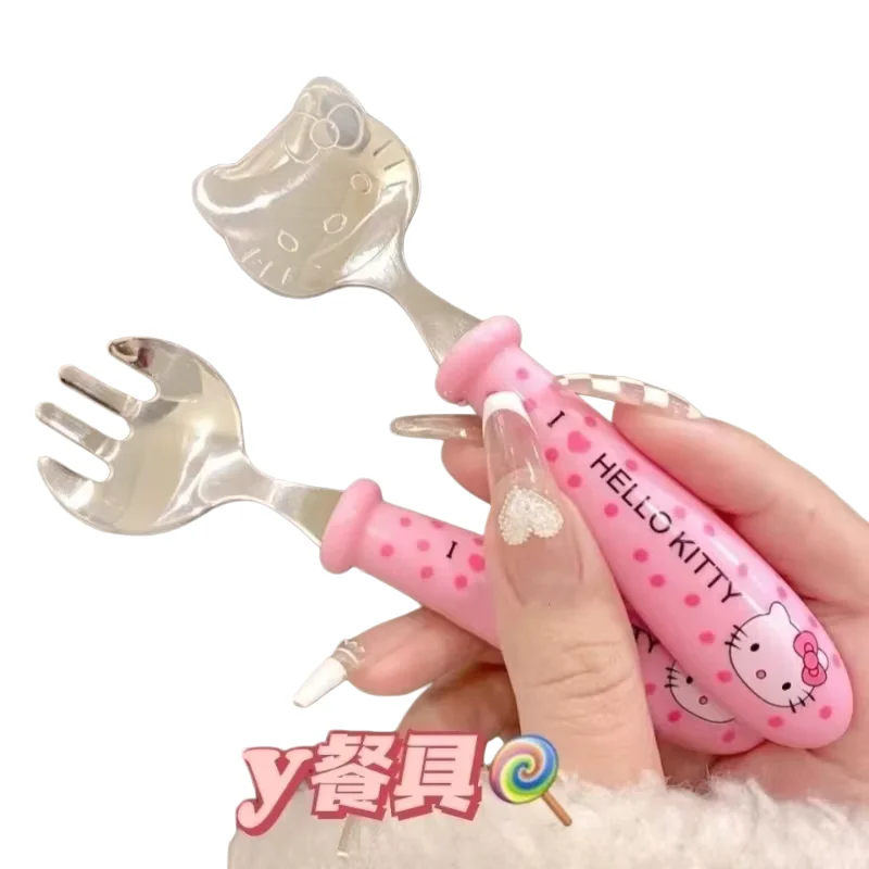 

Cartoon Pattern Tableware Hello Kitty Fork Spoon Family Hiking Portable Picnic Travel Flatware Set Girls Kitchen Tools Gifts