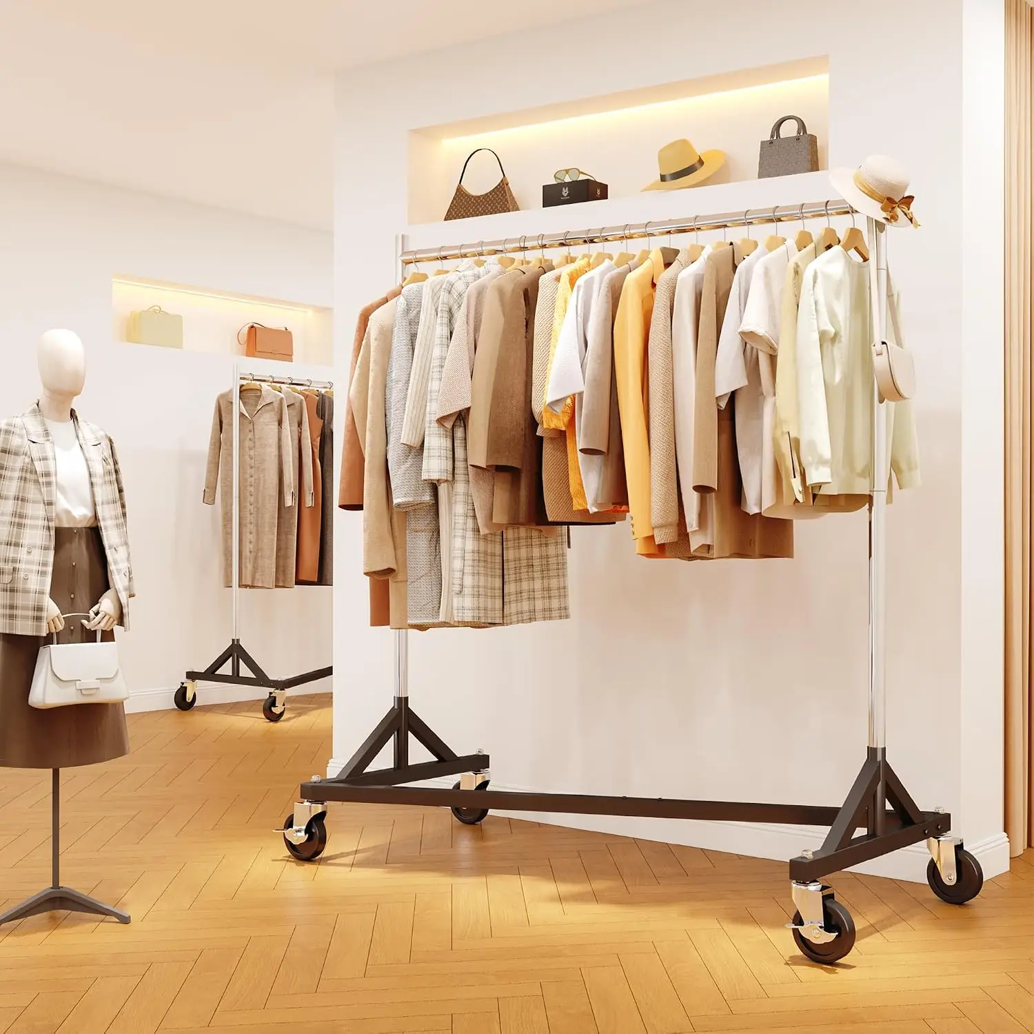 Z Rack Clothing Rack with Lockable Wheels, Customized
