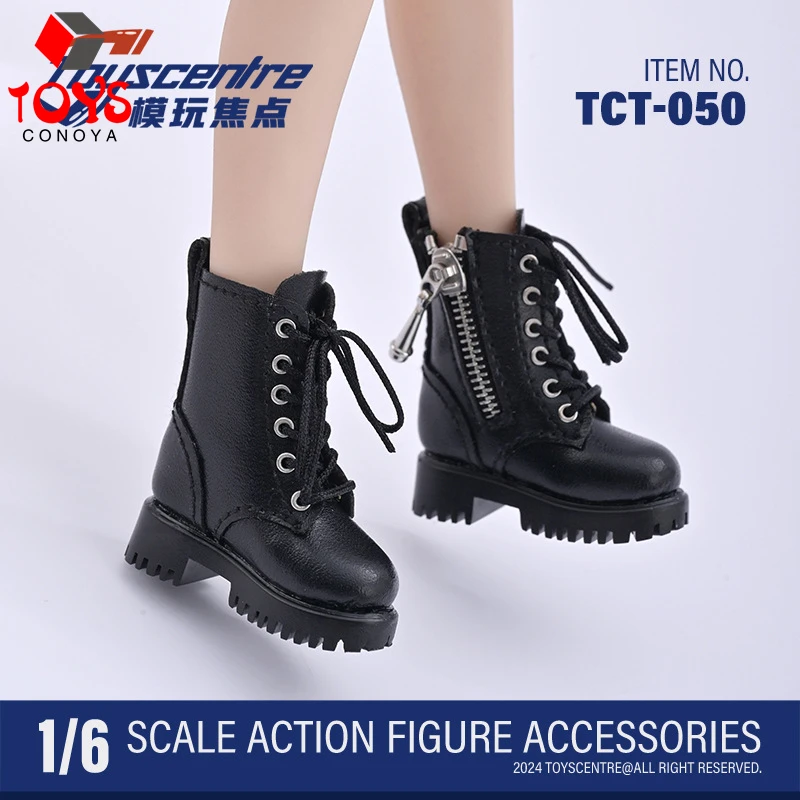 Toyscentre TCT-050 1/6 مقياس الأحذية الجلدية السوداء الأحذية جوفاء نموذج صالح 12 ''أنثى الجندي عمل الشكل دمى الجسم