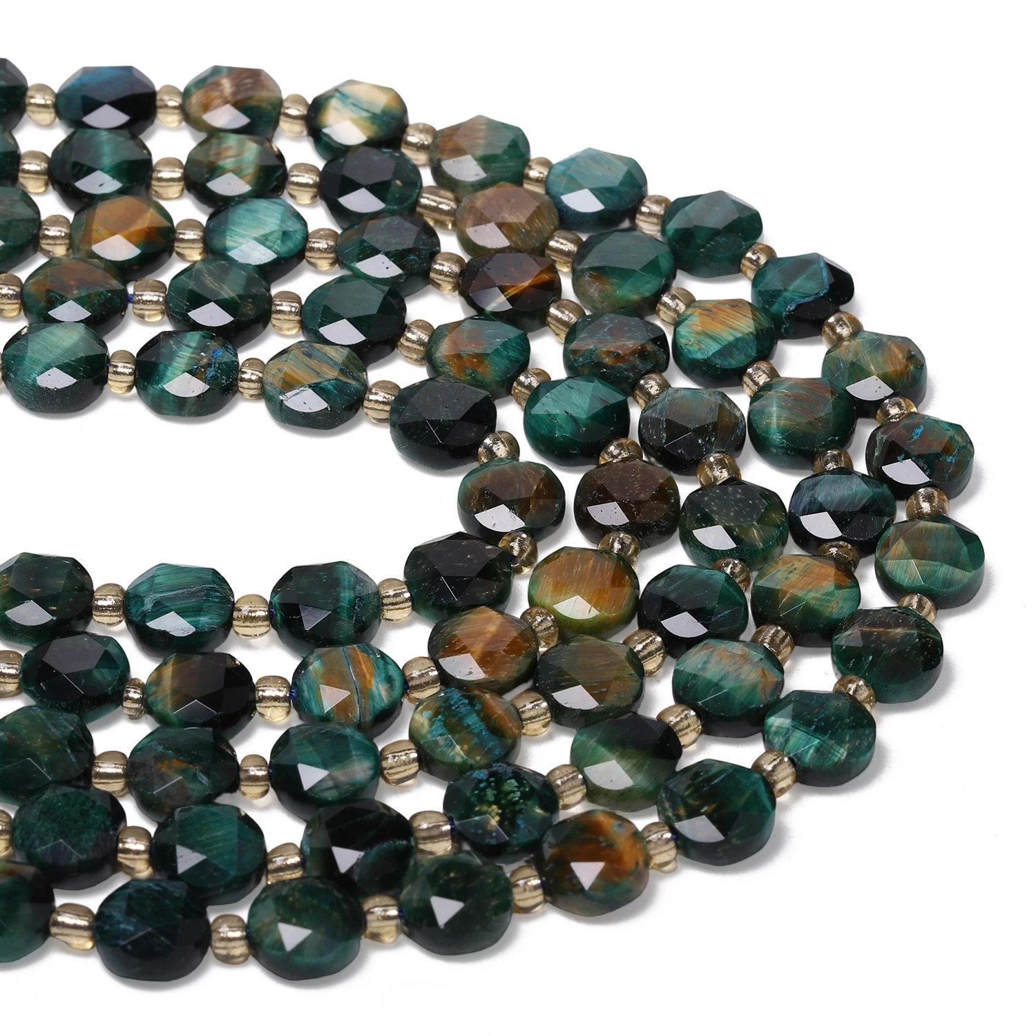 10x5mm AAA Faceted Coin Natural Stone Green Tiger Eye Beads Rondelle Spacer Beads For Jewelry Making DIY Bracelets Accessories view 5