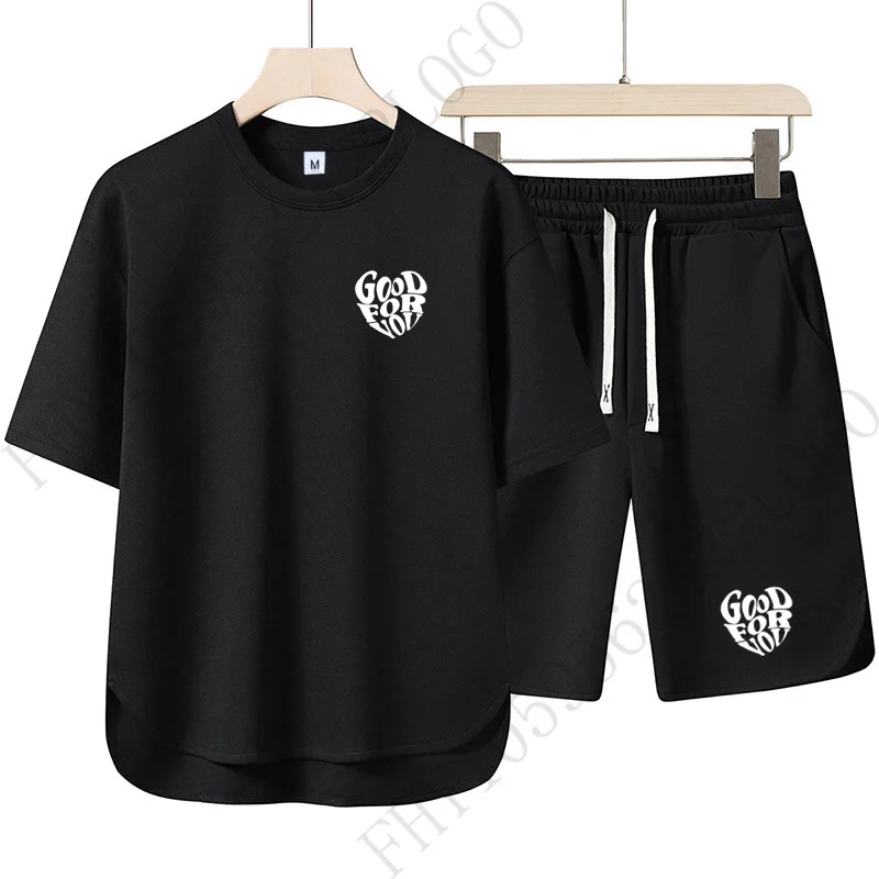 

Men's 2026 summer new casual round neck set, outdoor comfortable top casual sports shorts two-piece set