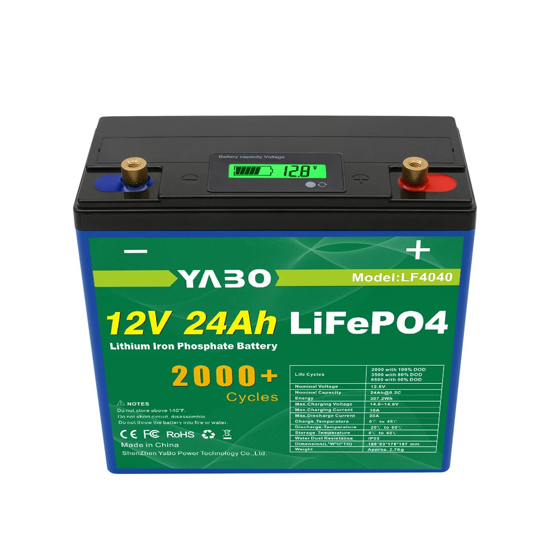Wholesale Price Great Quality 12V 24Ah LCD Light LiFePO4 Lithium Battery for Solar Energy Storage Systems