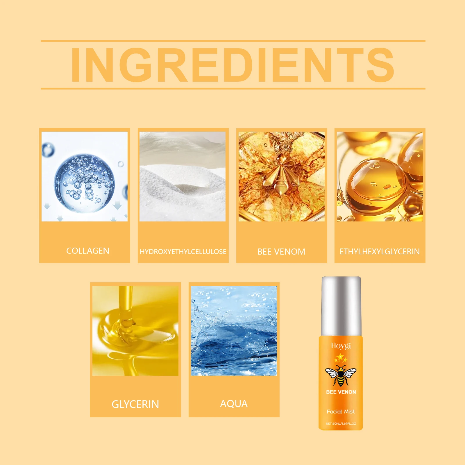 مجموعة العناية بقناع عين الكولاجين من سم النحل 50 مل + 10 قطع مرطبة تحت العين علاج العين القابل للذوبان للهالات السوداء ومكافحة الشيخوخة