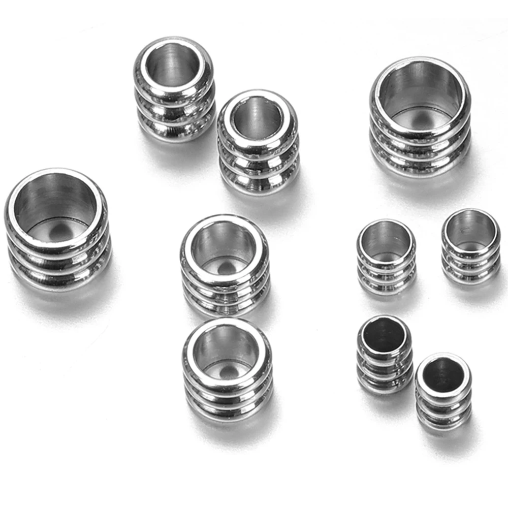 

20pcs Stainless Steel Big Hole Beads 3/4/5/6mm Round Short Tube Spacer Beads for Jewelry Making DIY Necklace Bracelet Findings