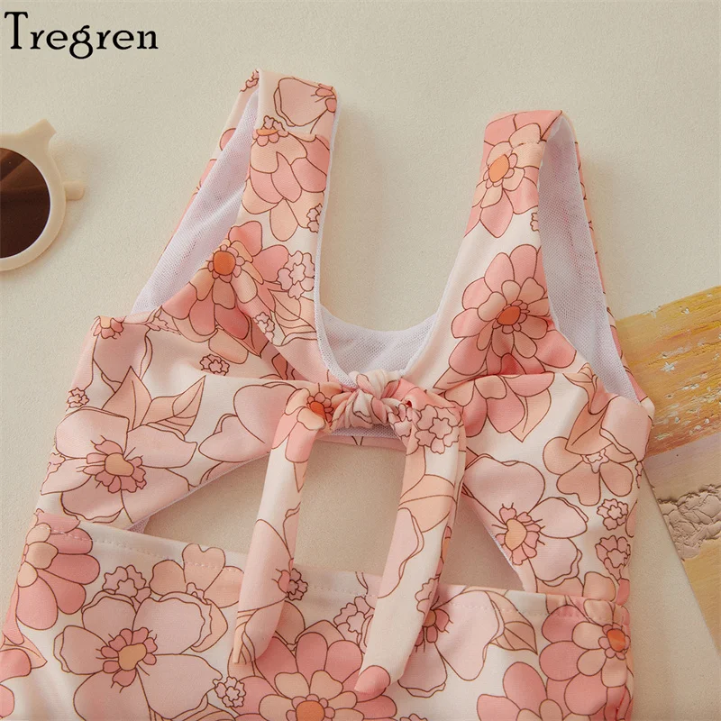 Toddler Baby Girls Floral/Shell Print Swimsuit 4