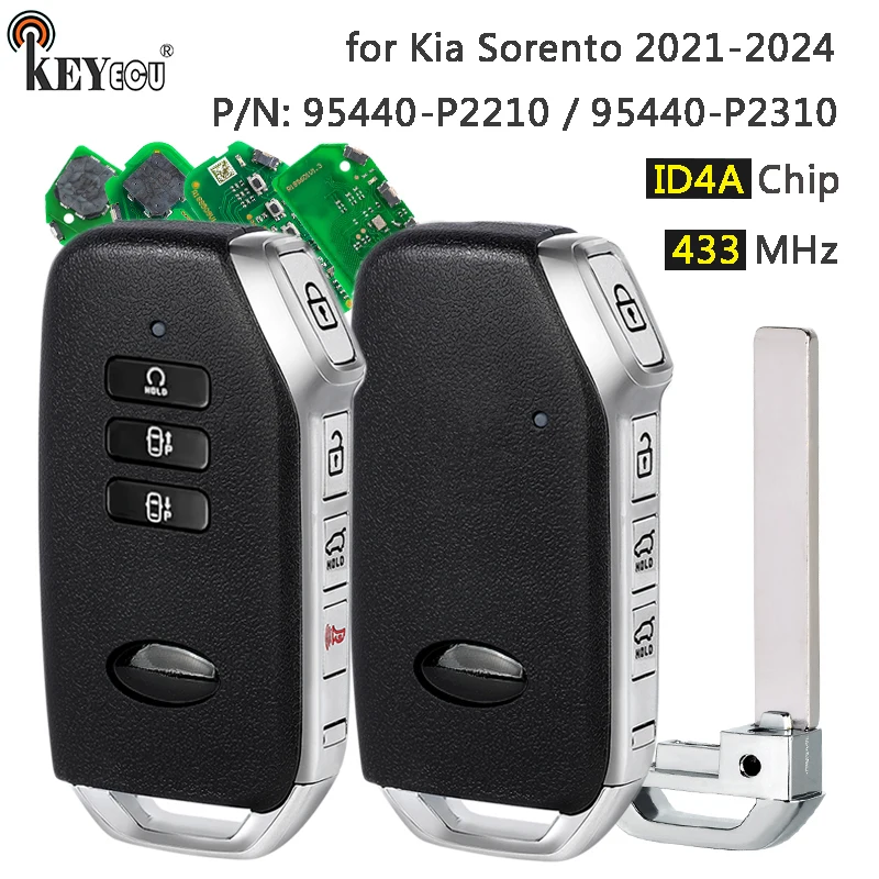 

KEYECU 433MHz ID4A Chip 95440-P2210 / 95440-P2310 Proximity Keyless-Go Smart Remote Key Fob for Kia Sorento 2021 2022 2023 2024