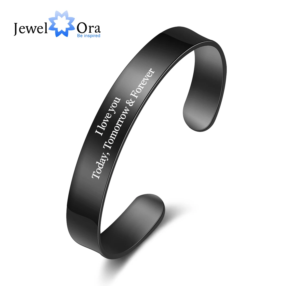 

Personalized Engraving Stainless Steel Cuff Bangles for Women Metallic Style 4 Colors Customized Bangles Gifts for Girlfriend