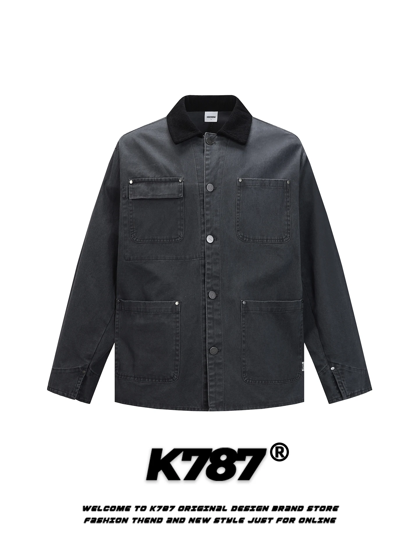 

Куртка K787 в американском ретро-стиле, свободного кроя, повседневная, утягивающая, для пар, с множеством карманов, для мужчин и женщин