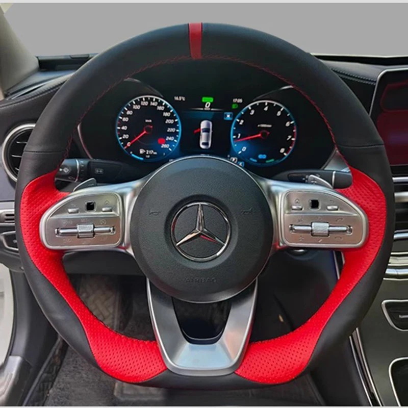 

Для Mercedes-Benz S-Class W222 GLC A-Class W177 C-Class W205 E-Class W213 Чехол на руль из натуральной кожи с ручной прошивкой