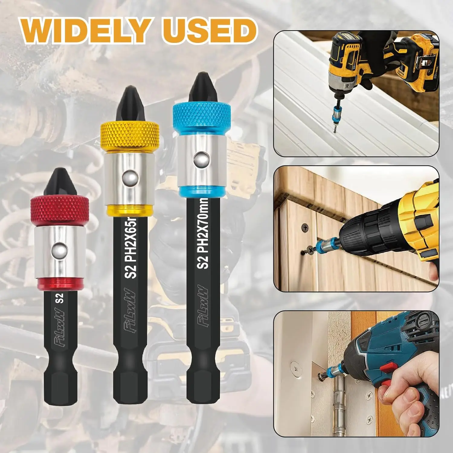 3-Piece Magnetic Screw Ring Set with PH2 Screwdriver Bits, 1/4 Inch Hex Universal Bit Holder for Power Tools view 6