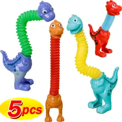 1-5 adet Dinosaur dinozor Pop oyuncaklar çocuk hayvan duyusal tüp oyunları stres giderici plastik tüp dekompresyon hediyeler oynarken sıkmak