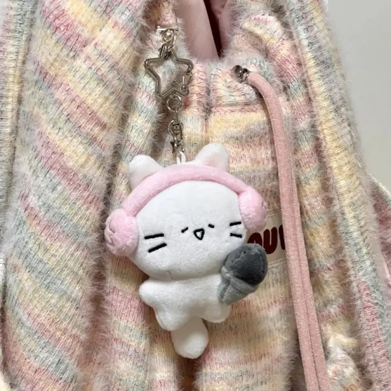 New Sanrio Hello Kitty Pendant Cartoon Earbuds KT Cat Plush Keychain Japanese Kawaii Bag Accessories Plush Toy Girlfriend Gift