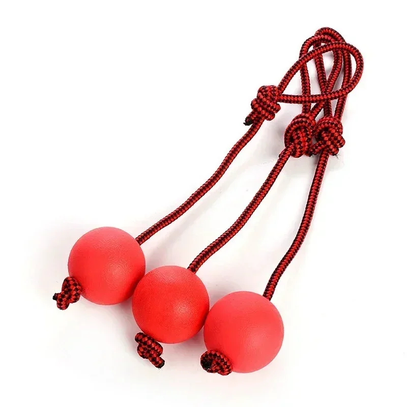 Indestructible Dog Ball Pet Training Dog Toy Puppy Tug Balls Toys Pet Chew Toys Solid Rubber Balls with Rope Pet Toy