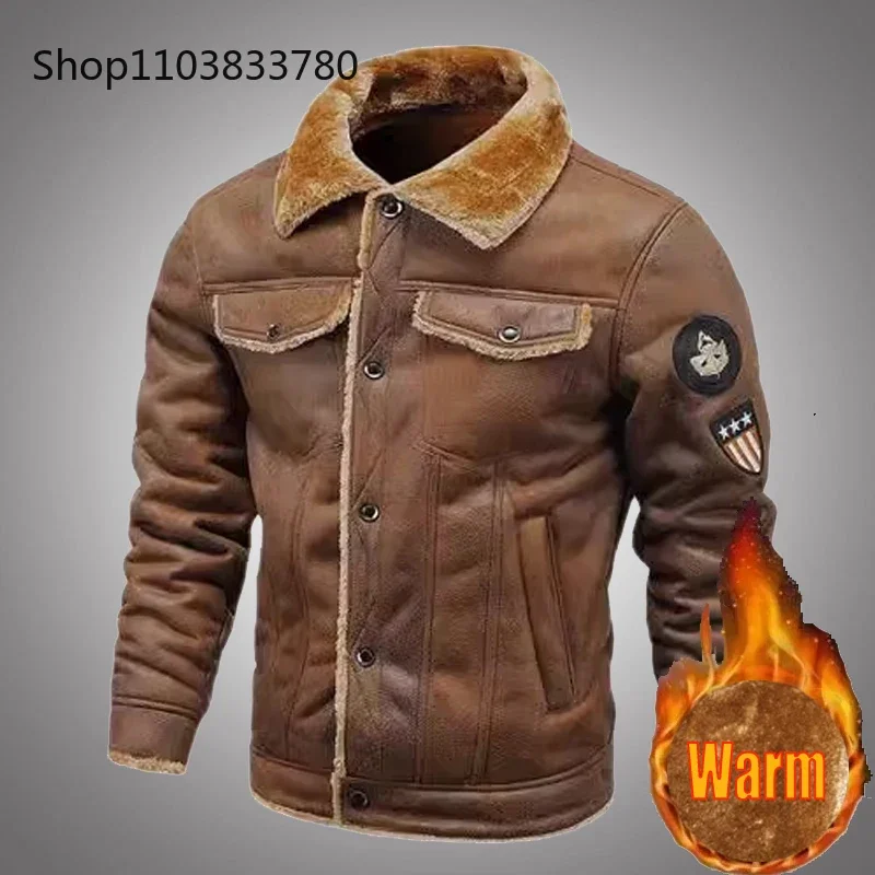

Men's Leather Jackets Warm Thick Autumn Casual Motorcycle PU Bomber Jacket Biker Leather Coats Male Windbreaker Brand Clothing