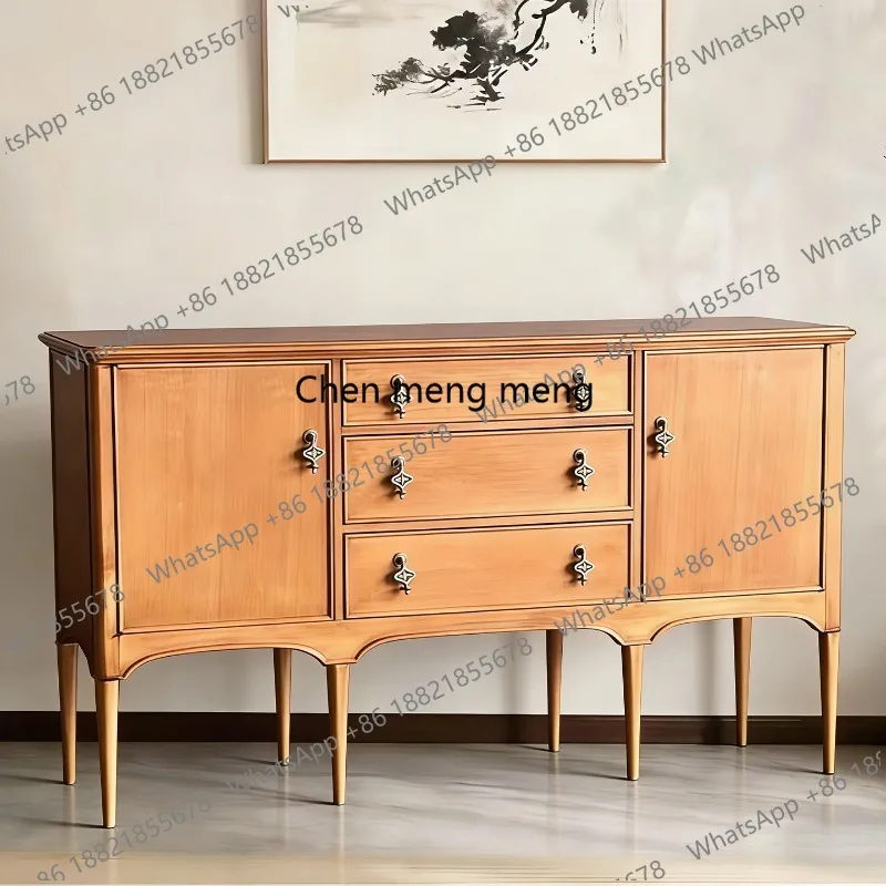 

Solid wood dining side cabinet retro entrance living room locker American simple decorative cabinet
