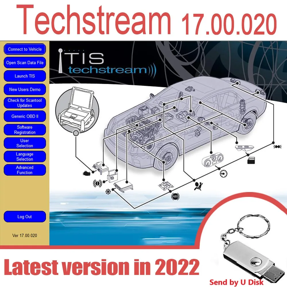 2022 Newest Techstream 17.00.020 Software Car Scanning For MINI VCI OTC Scanner ECM ECU Coding Diagnostic for Toyota