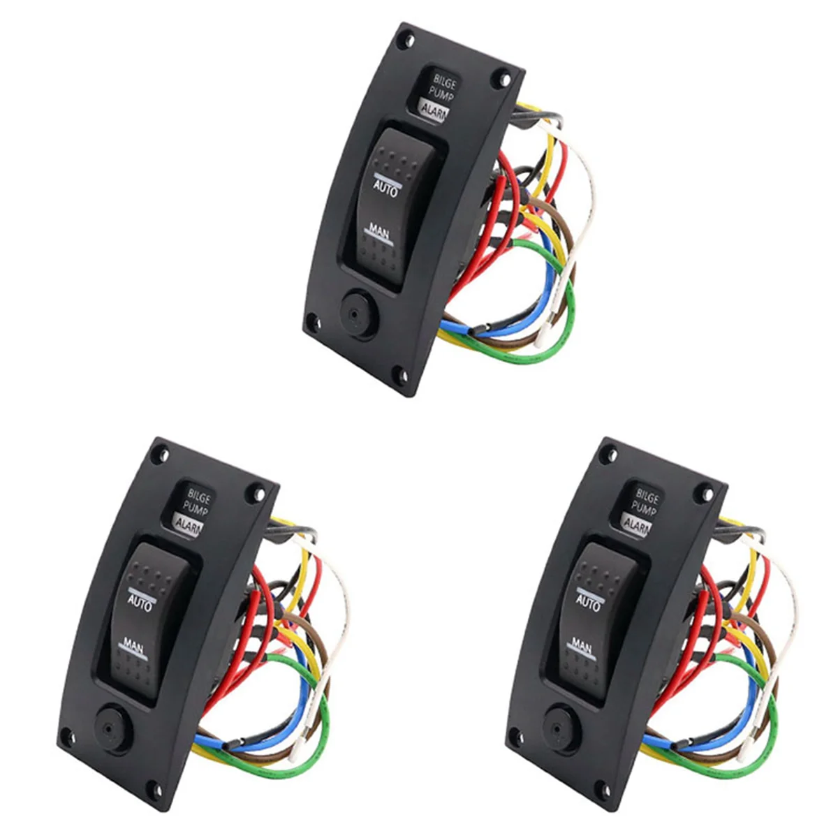 3X 12-24V Bilge Pump Switch Waterproof Alarm Ship Deck Cleaning Control Panel for Boat Bilge Pumps On/Off Switch Panel