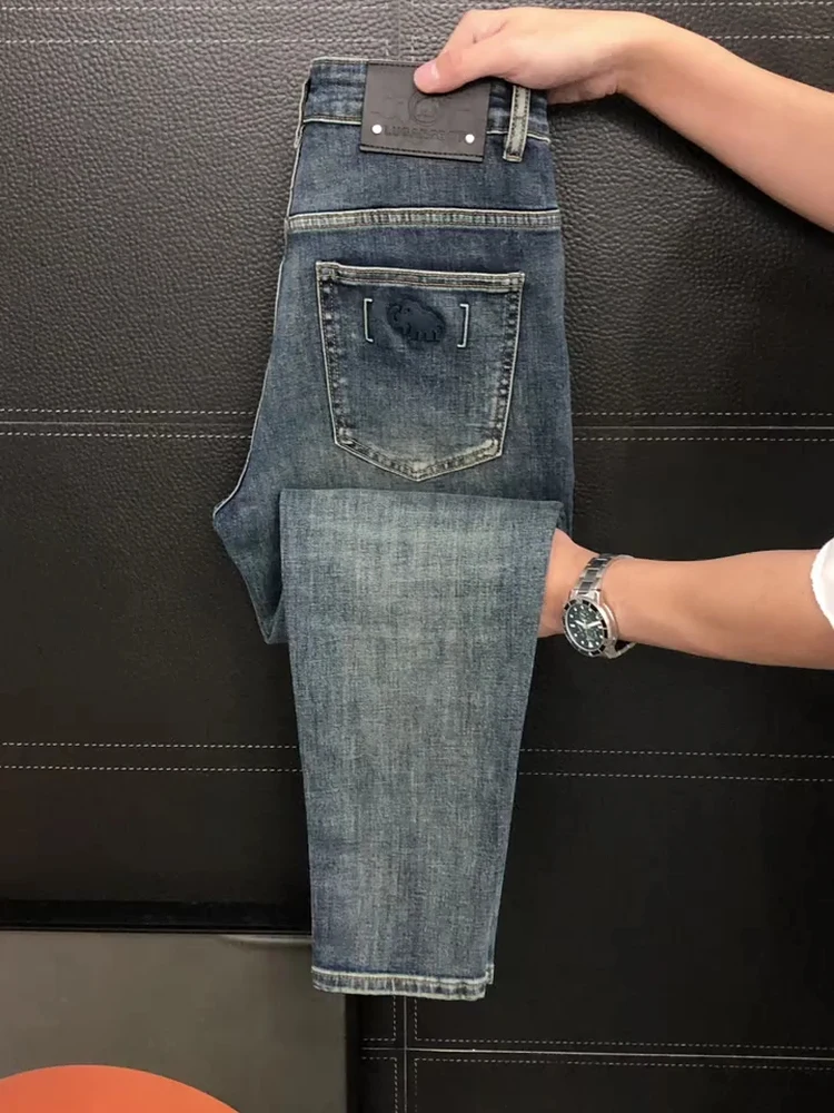 

Spring New Men's Premium Quali Faionable Personali Jeans Slim Fit mid Waist Waed Denim Casual Versatile Busin Sle
