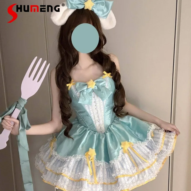 

2026 Summer New Birthday Party Lolita Fishbone Dress Y2k Clothes Sweet Cute Temperament High-waisted Slim Fit Vestidos De Mujer