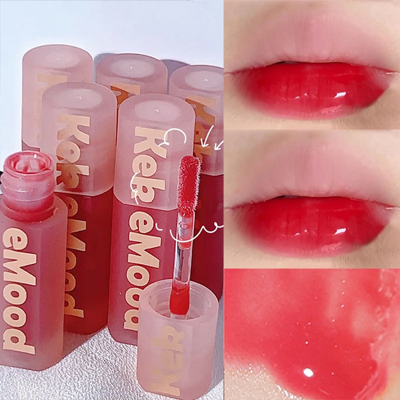 Crystal Glossy Lip Glaze Mirror Jelly Lip Gloss Waterproof Lasting Sexy Glitter Liquid Lipstick Lip Tint Korean Makeup Cosmetics