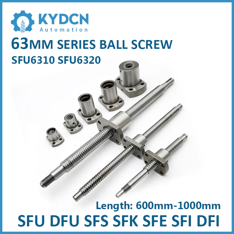 

SFU6310 SFU6320 C7 Ball Screw 63mm Single Nut Ball Screw 600mm-1000mm Rolled Ballscrews Set CNC Machinery Accessories