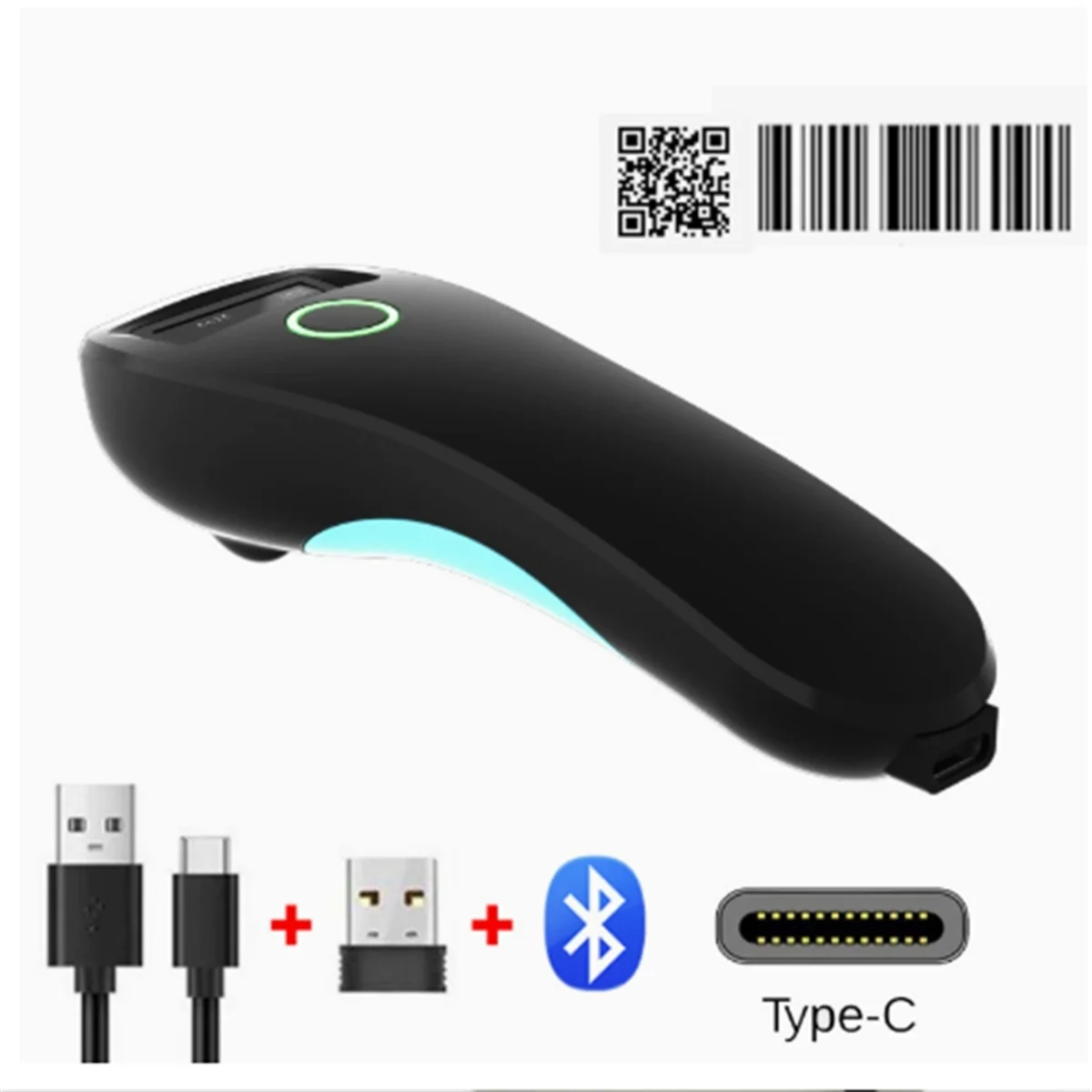 New Tech C70 Handheld Portable Express Scanner Wireless Bluetooth Barcode Scanner,Mini Handheld Portable Pocket Reader White